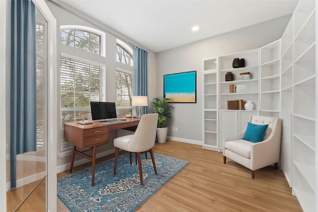 office area featuring light hardwood / wood-style floors