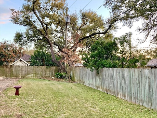 view of yard at dusk