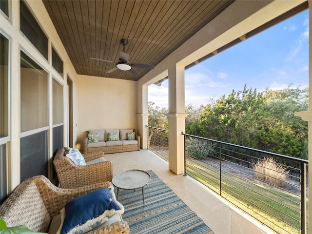 balcony with ceiling fan