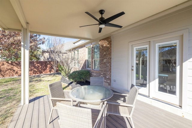 deck featuring ceiling fan