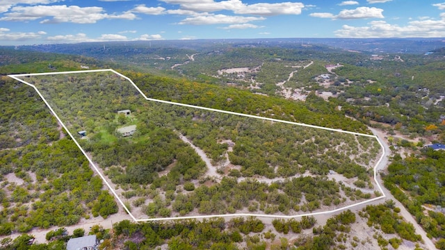 bird's eye view featuring a forest view