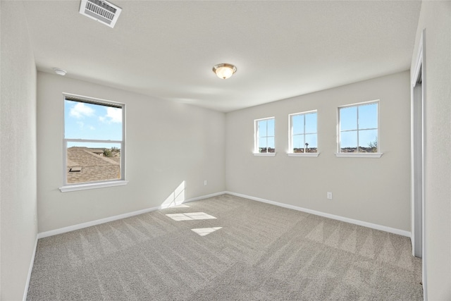 empty room featuring light colored carpet and a wealth of natural light