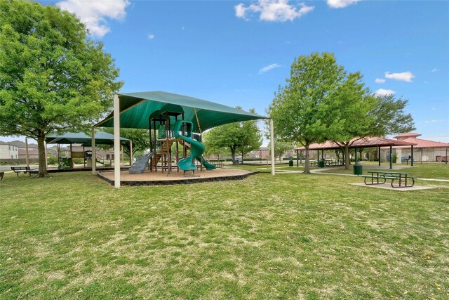 view of playground featuring a gazebo and a yard