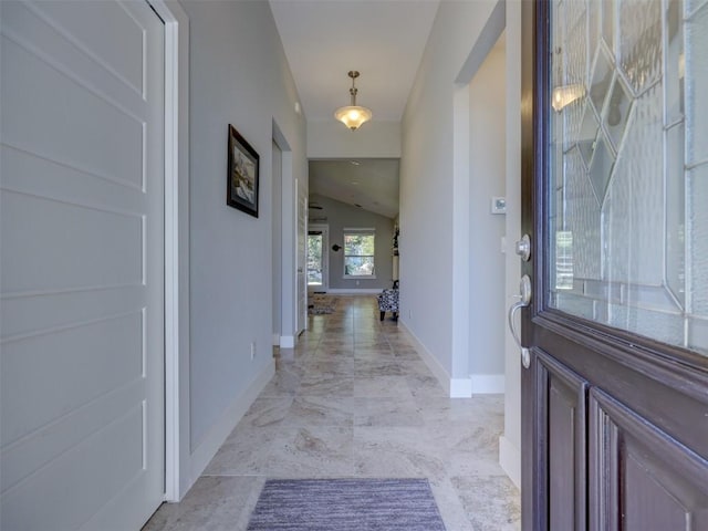 entryway with lofted ceiling