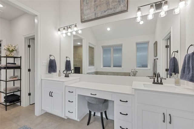 bathroom featuring vanity and tile patterned floors