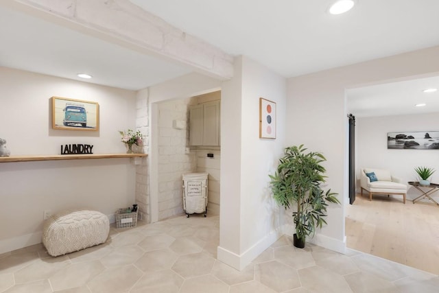 interior space with light tile patterned floors