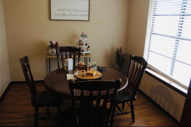 dining area featuring dark hardwood / wood-style floors