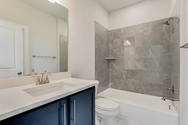 8504 Dongan Dr, Austin, TX 78744 - bathroom featuring toilet, tub / shower combination, and vanity