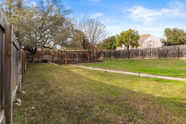 view of yard with a playground