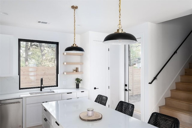 dining space featuring sink