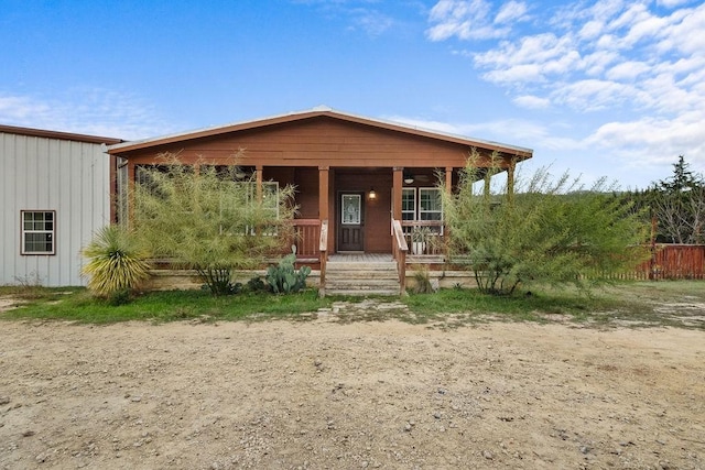 view of front of house featuring covered porch