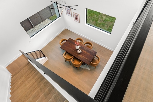 dining space featuring a healthy amount of sunlight and wood-type flooring