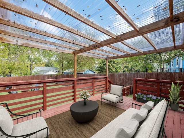 wooden terrace with a pergola