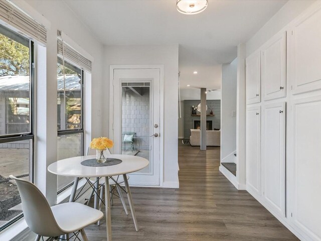 dining room featuring dark wood-type flooring