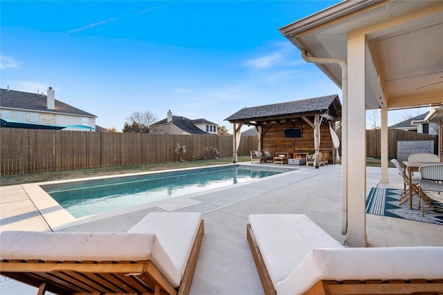 view of pool featuring a gazebo and a patio area