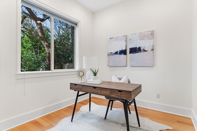 office area featuring hardwood / wood-style flooring