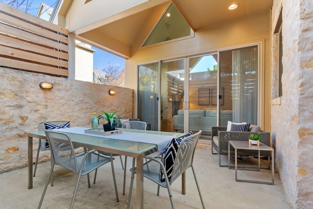 view of patio / terrace featuring an outdoor living space