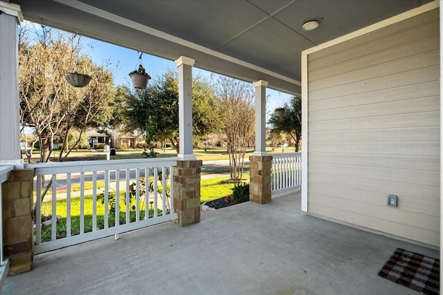 view of patio featuring covered porch