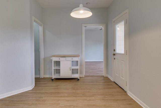 interior space with light hardwood / wood-style flooring