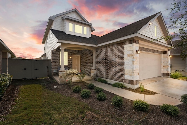 view of front of home with a garage