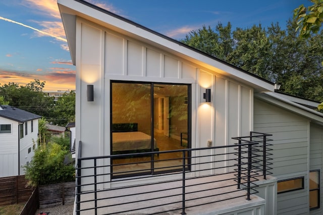 view of property exterior at dusk