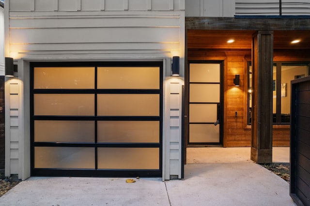 exterior space featuring a garage