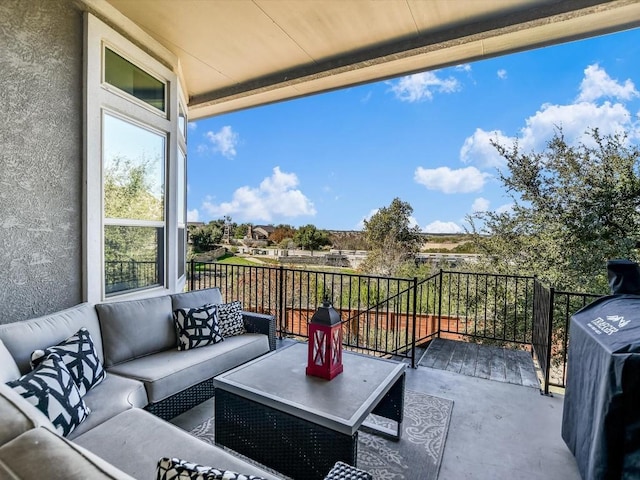 exterior space featuring an outdoor hangout area