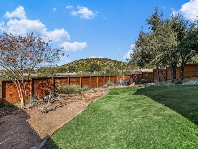 view of yard with a mountain view