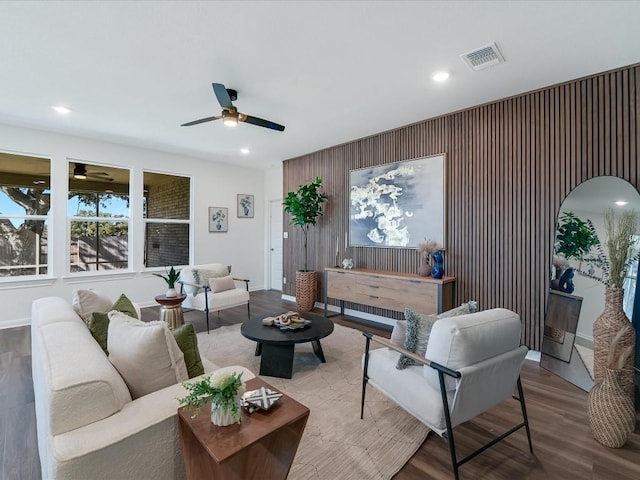 living room with hardwood / wood-style floors