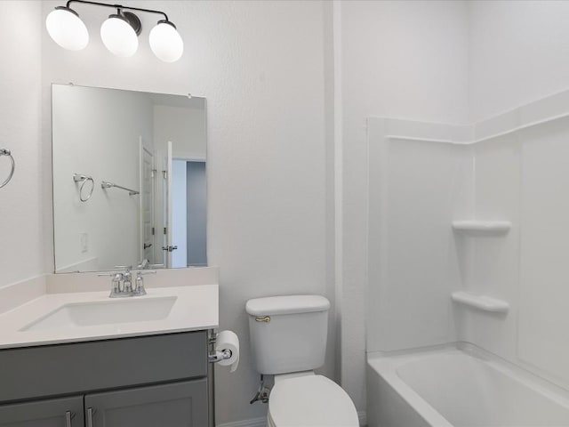 full bathroom featuring vanity, toilet, and shower / bathtub combination