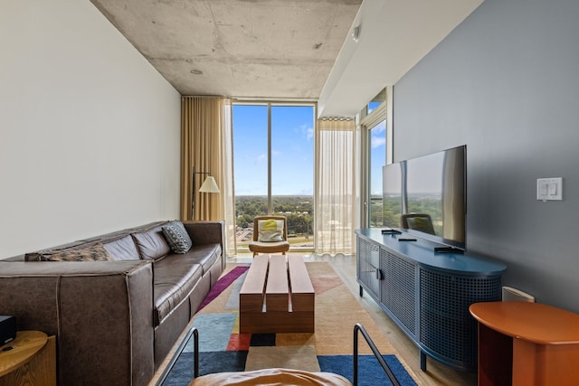 48 E Ave Unit 1607, Austin, TX 78701 - living area featuring expansive windows and light carpet