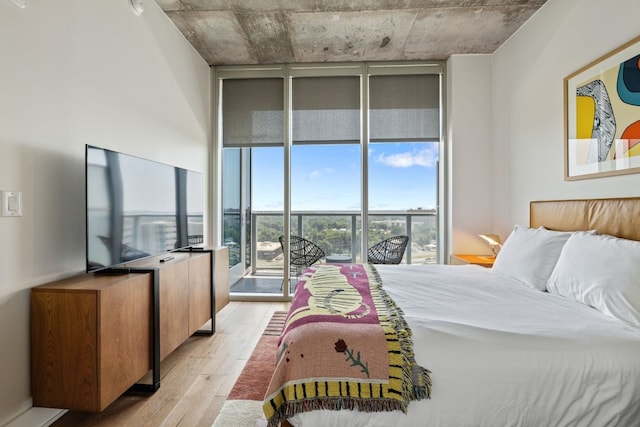 bedroom with light hardwood / wood-style flooring