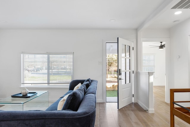 living room featuring light wood-type flooring