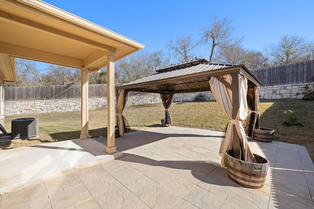 view of patio / terrace with a gazebo and central AC unit