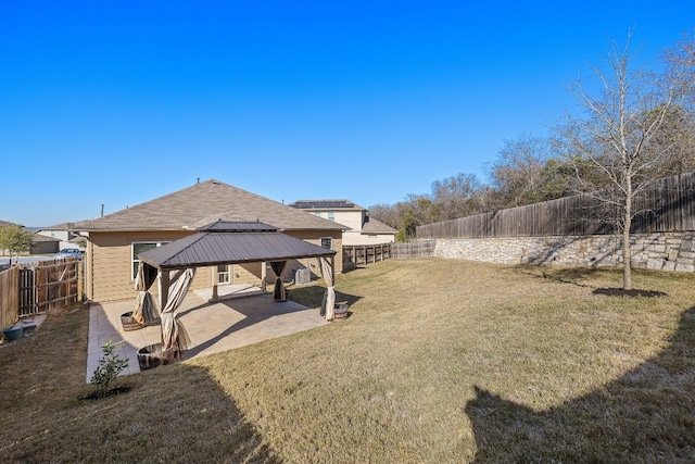 view of yard with a gazebo and a patio