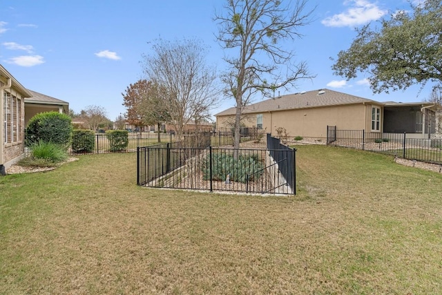 view of yard with a fenced backyard