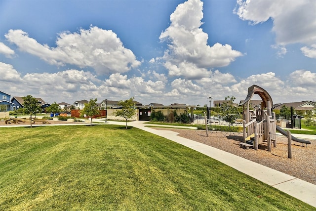 view of play area featuring a yard