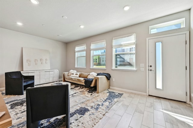 foyer with light hardwood / wood-style flooring