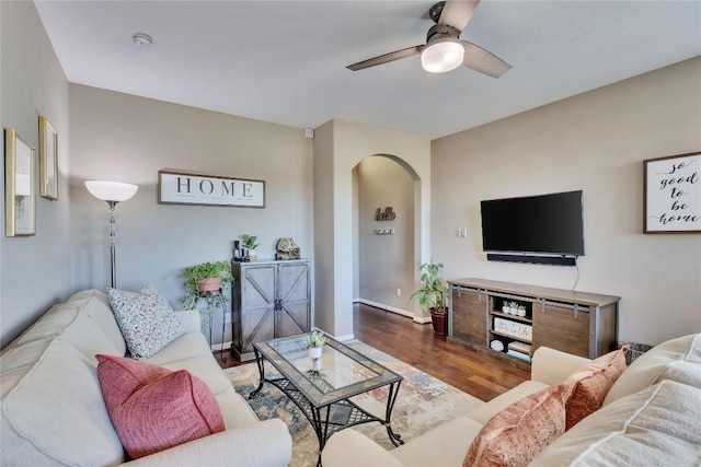 living room featuring dark hardwood / wood-style floors