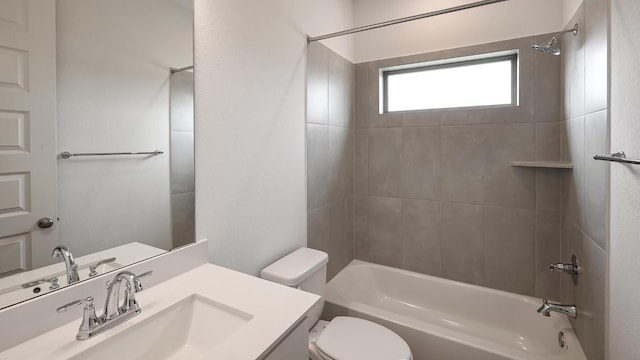 full bathroom with toilet, shower / washtub combination, and vanity