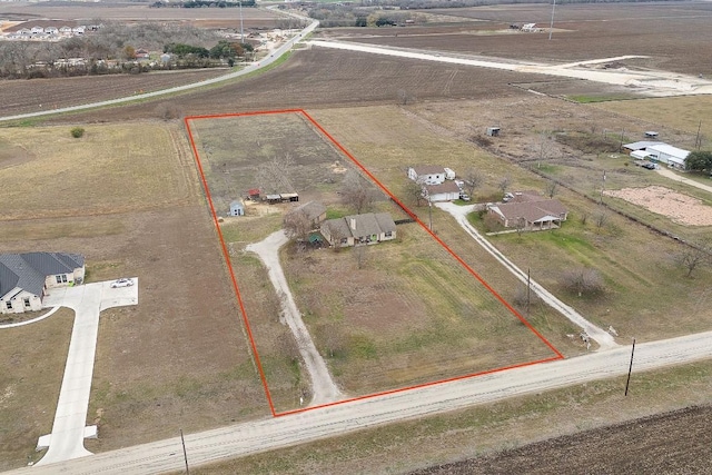 aerial view featuring a rural view