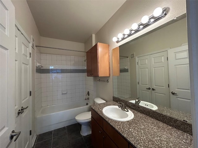 2502 Leon St Unit 317, Austin, TX 78705 - bathroom with vanity, tile patterned flooring, and shower / tub combination