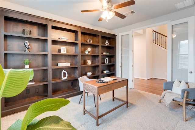 view of carpeted home office