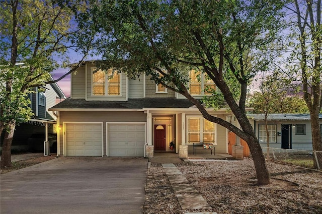 view of front of house with a garage