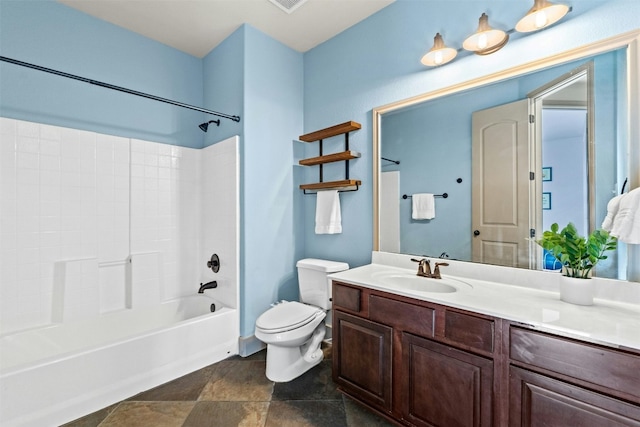 full bathroom featuring vanity, toilet, and shower / washtub combination