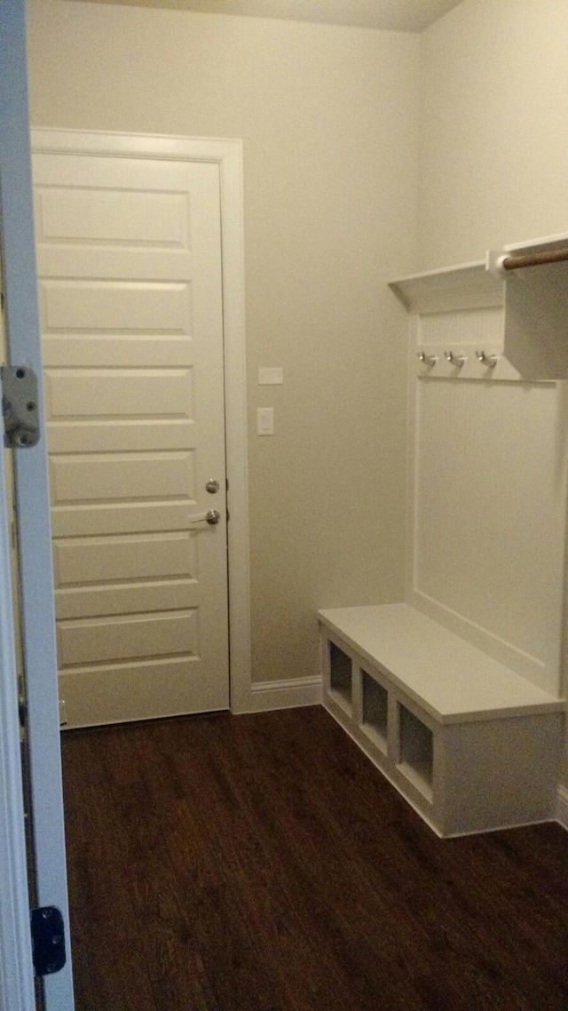 mudroom featuring dark hardwood / wood-style flooring