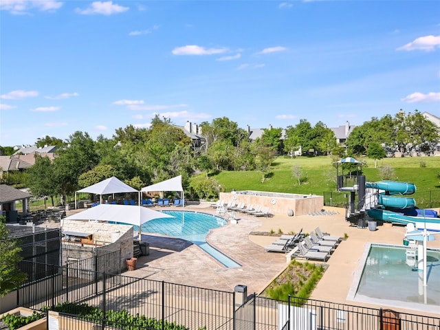 view of pool featuring a patio area