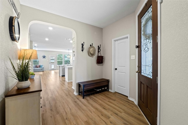 entryway featuring light hardwood / wood-style floors