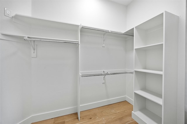 walk in closet with wood-type flooring