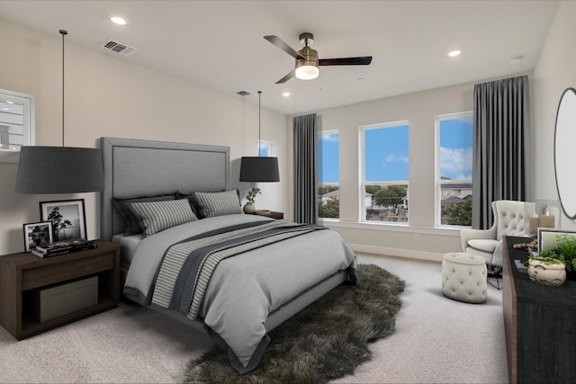832 Venus Cir, Round Rock, TX 78664 - bedroom with carpet floors, recessed lighting, and a ceiling fan